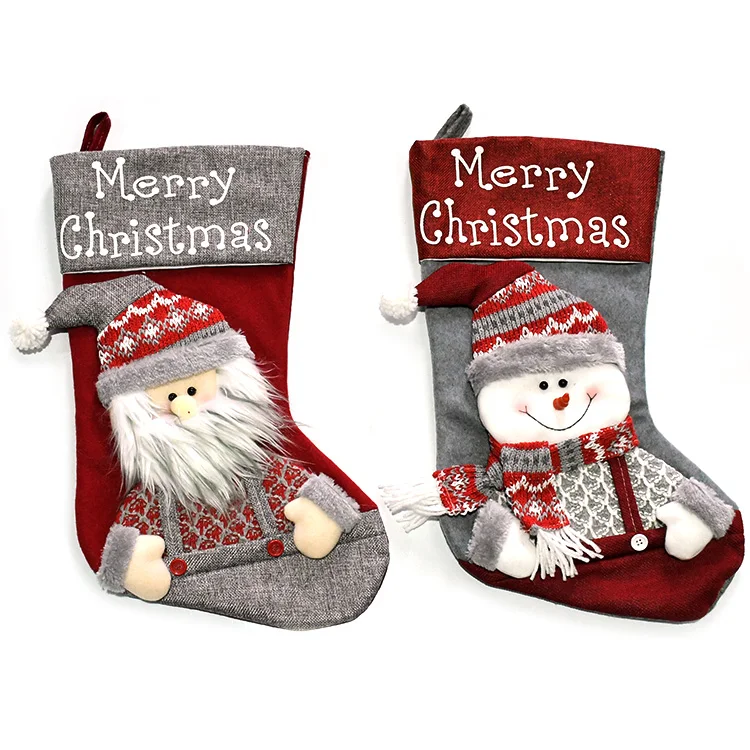 christmas stockings plush xmas santa snowman 3d stuffed socks