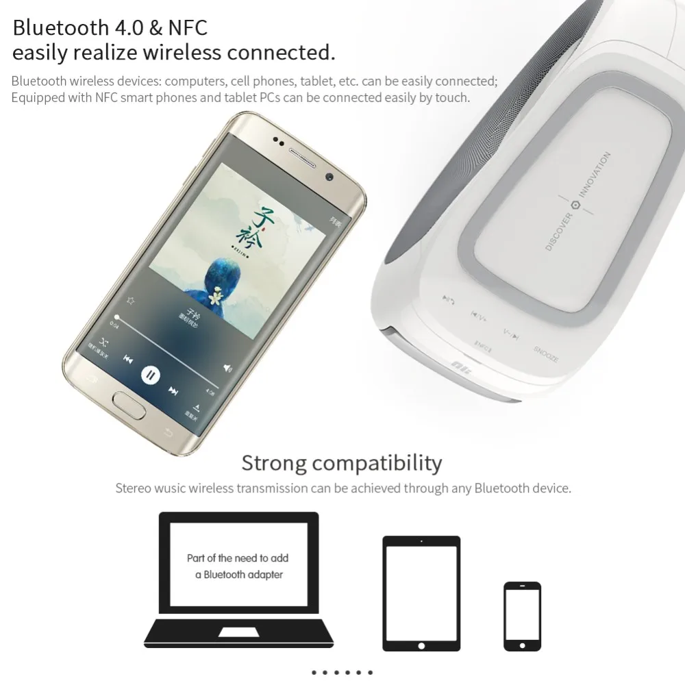 Nillkin stereo music bluetooth speaker with wireless charging alarm clock wireless speaker with LCD time display - ANKUX.COM