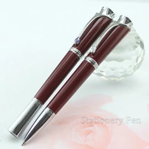 2Pcs Stationery Store Smooth Wine Red Roller Ball Pen / Ballpoint Pen Office Supplies Pens Hot