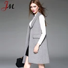Newest winter knitting long cardigan European stylish women lapel sleeveless coat