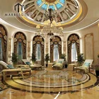 Luxury hotel lobby design architecture waterjet marble floor medallion 3d max interior design service