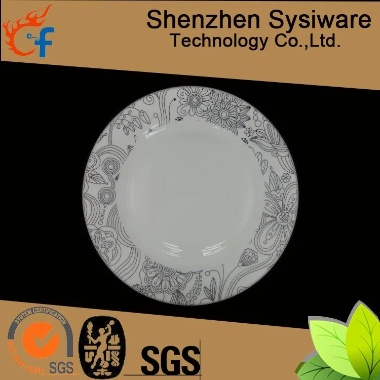 Wholesale ceramic porcelain 7.5' round fruit plate cake plate with circular decal-015 12.jpg