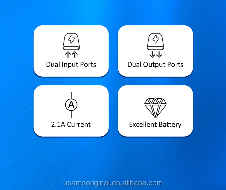 USAMS CD80 Customize Dual USB Outputs Inputs Portable Fast Charge Powerbank 20000 mAh - ANKUX.COM