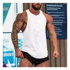 Custom design logo blank plain compressed sports compression sleeveless men white tank top