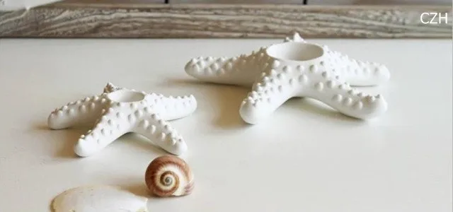 One Pair Creative Ceramic Starfish Candle Holder,Starfish Tea Light
