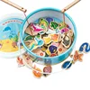 Baby Educational Game Multifunction Kids Wooden Toy Magnetic Fishing Rods Set Toy