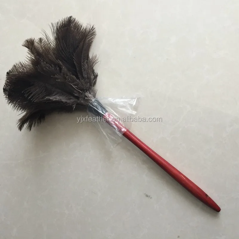 natural ostrich feather duster with wood handle anti-static