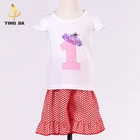 Custom Short sleeve knitted baby Digital crown pattern girl clothing set