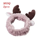 Boutique cute winter Christmas antler coral velvet face & yoga elastic hair band headband