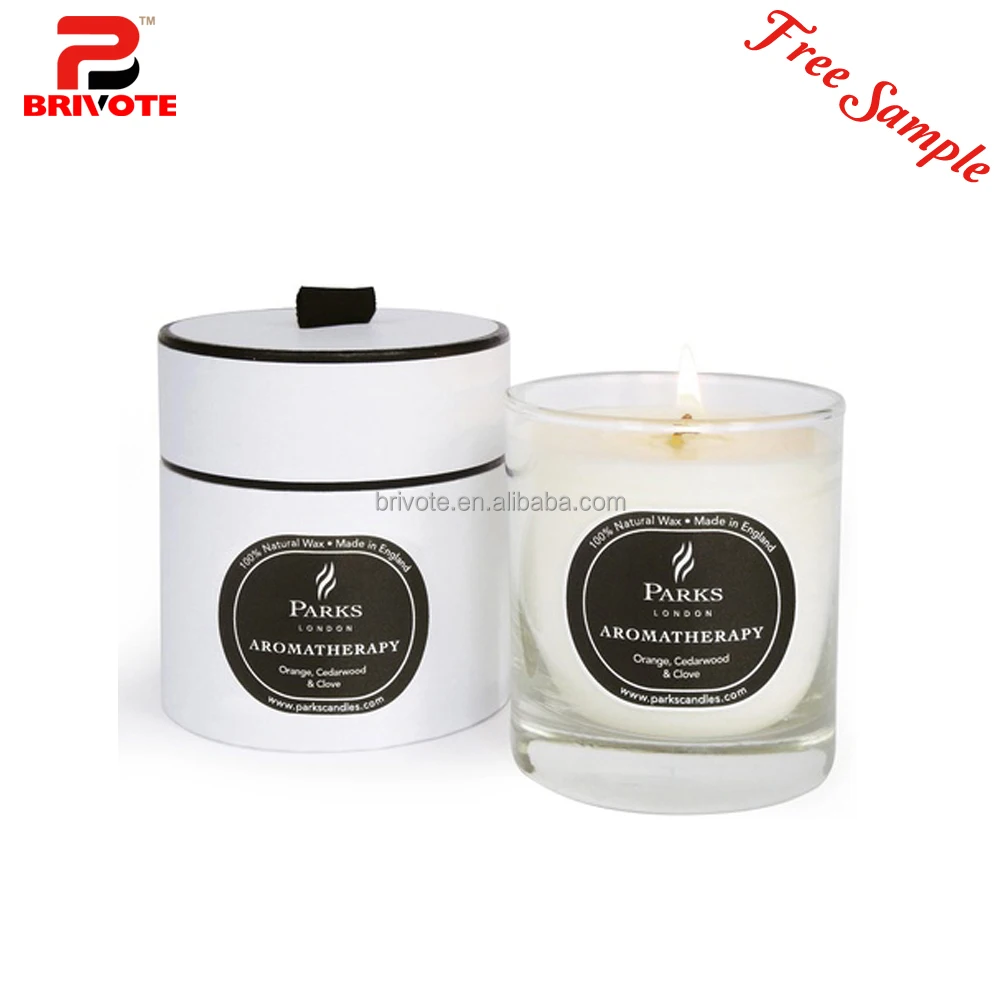 luxury white cylinder scented soy wax candle debossed logo box