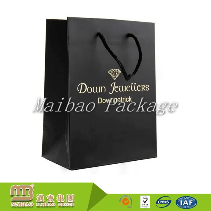 gift shopping carry package black jewelry paper bag with custom