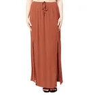 2019 New Lady's Plus Size Solid Color Elastic Waist Slit Maxi Long Skirt For Women