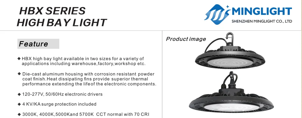 ETL DLC Listed 150W 5000K IP65 UFO High Bay, Waterproof Industrial Grade LED Warehouse Lighting