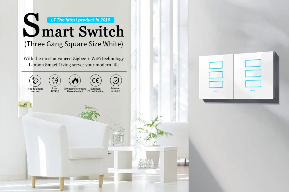 2019 new Lanbon L7 series wifi zigbee smart home switch modern design wall light switch 1 gang 2 gang 3 gang remote control - ANKUX.COM