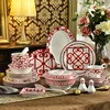 Luxury fine bone china dinnerware set 43pcs porcelain plate and dish bowl spoon for hotel