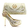 Rortydream Gold lady bag wedding rhinestone high heel shoes thin heels shoes 12cm 8886-2