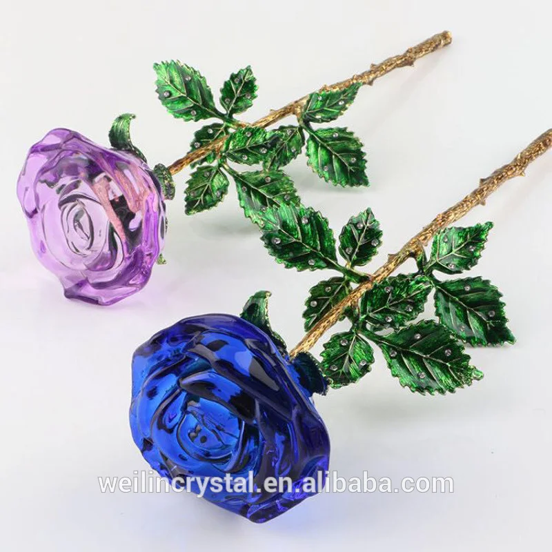 crystal rose favors valentines day gifts glass rose for wedding