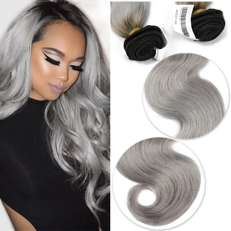 jp hair gray color body wave brazilian human hair