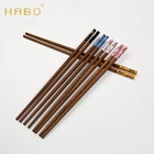 Chinese manufacturer design pattern rhinestone wooden round chopsticks