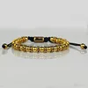 Mens jewelry interval cz micro pave beads gold plated bracelets