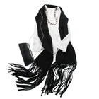 solid fine large navy pure cashmere wrap shawl scarf women's black finged Tassel 100% cashmere luxury scarf wrap for ladies