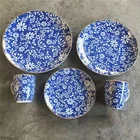 Blue floral antique personalized dinnerware ceramic dinner set with plate and mug