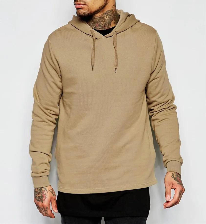 Plain Man&#39;s Hoodie 100 Cotton China Custom Wholesale Lightweight Hoodie Without Pocket In Beige ...