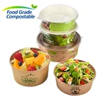 32oz 42oz PLA / PE coating paper kraft salad box with lid