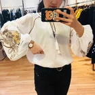 New Design Blouse Down Blouse New Design Embroidered Long Sleeve 1 Piece Sending Ladies Blouse