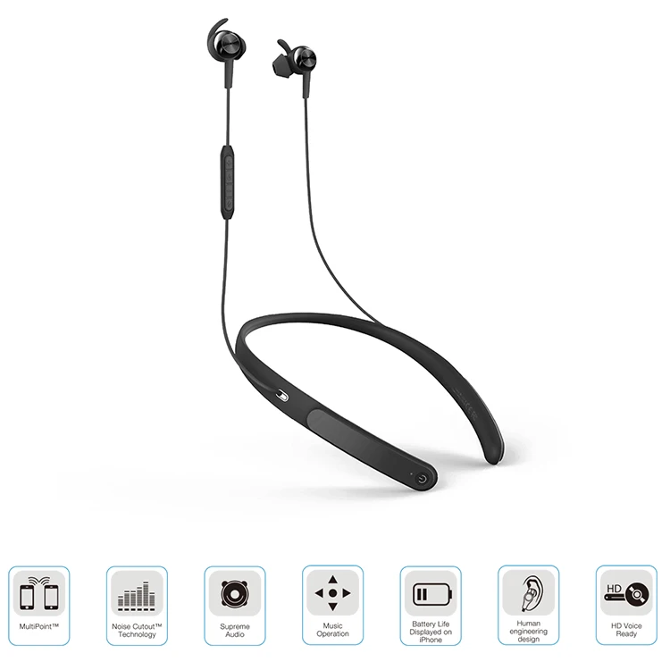 Wireless Lightweight Neckband Headset Headphones with CVC Noise Cancelling - ANKUX.COM