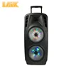 Laix DP-A9 Dual 15 Inch Portable Speaker with Led Light,with Trolley and Wheels,Karaoke Outdoor Speaker