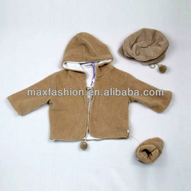 Hooded plush baby coat children clothes factory