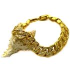 New design shiny gold plating high quality stainless steel bracelet men