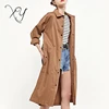2018 Classical Custom Ladies Fashion Brown Cotton Clothes Long Women Trench Coat