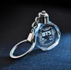 3d laser engraving crystal glass keychain with pink LED light