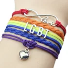 Hot Sale Rainbow Infinity Leather Unicorn Charm Bracelet Love Unicorn Horse Bracelet for Men Women