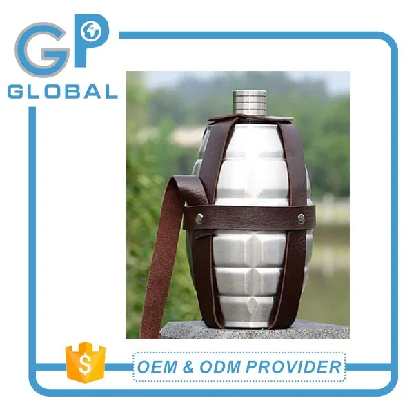 stainless steel leather logo printed hip flask/flagon/wine pot