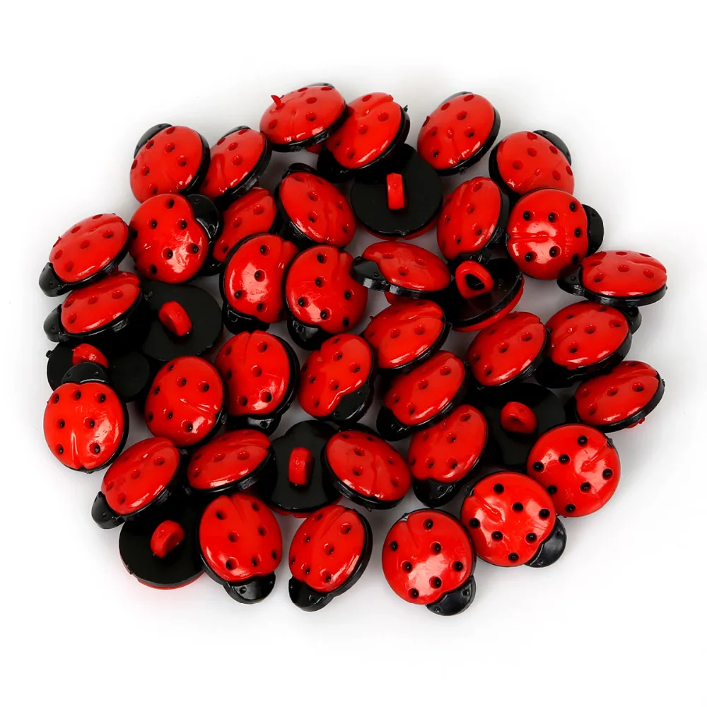 Description Picture 2 of itemHigh Quality 50Pcs/lot 13x15x8mm Random Mixed Color/Red Ladybug Plastic Buttons For DIY Kid's Appliques/Craft/Sewing Buttons