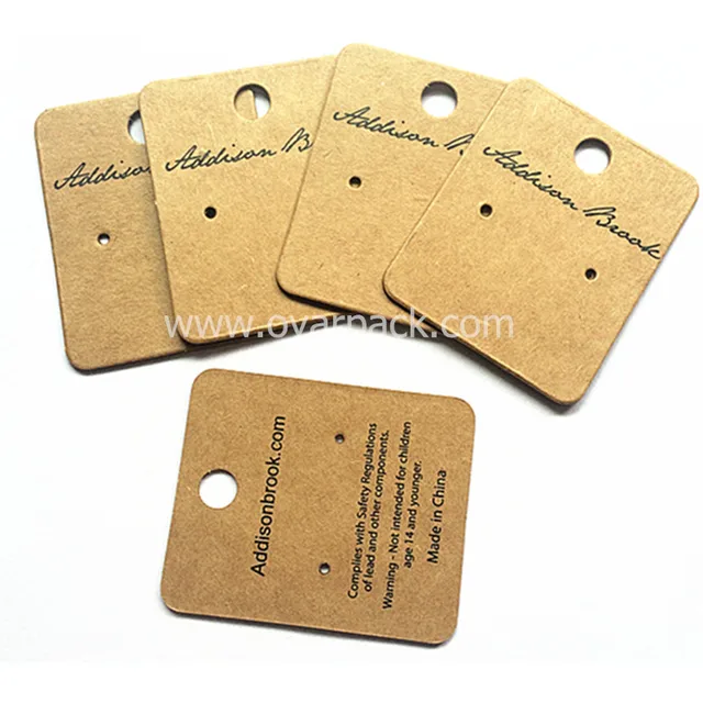 custom logo printing brown kraft paper card for earring jewelry