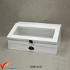White Decorative Slanted Glass Top Wooden Box