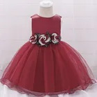 EGM121 red hand made fashion baby girl party dress children frocks