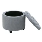 Velvet Pouf Inflatable Foot Rest Chair Storage Puff Round Box Modern Tufted Fabric Ottoman Stool