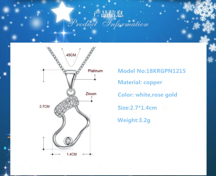 women exquisite gift sock cz pendant silver plated holiday