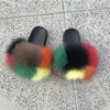 High Quality Ladies Open Toe Comfortable High Heeled Fox Fur Slippers