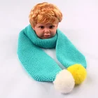 Cute Faux Fur Pom Pom Acrylic Solid Color Crochet Knit Kids Winter Scarf
