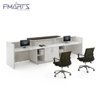High End White Modern Aesthetic Appearance E1 Wooden Office 2 person Reception Desk
