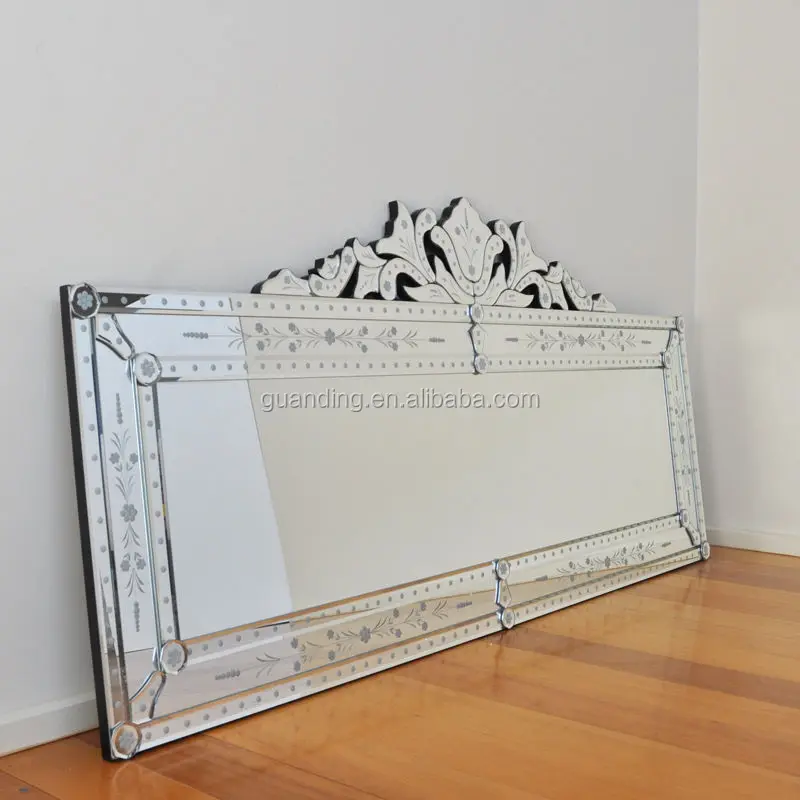 Rectangle Larger Frameless Etched Wall Mirror For Home