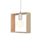 E26 E27 Edison LED Bulb Square Wooden Chandelier Modern Wood Frame Pendant Light