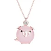 XLY501 Huilin S925 Sterling Silver Necklace lovely rich pig clavicle chain necklace cute animal pink piggy silver necklace