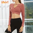New Arrival Womens Wholesale Activewear Long Sleeve Yoga Tshirt Hollow Out Designable Soft Crop Top